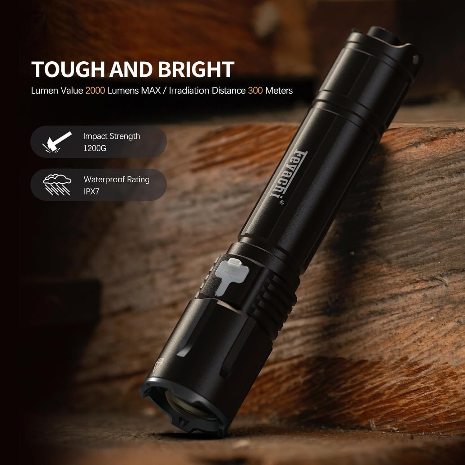 Waterproof USB-C Rechargeable Flashlight - 4 Modes & Lightweight for Outdoors