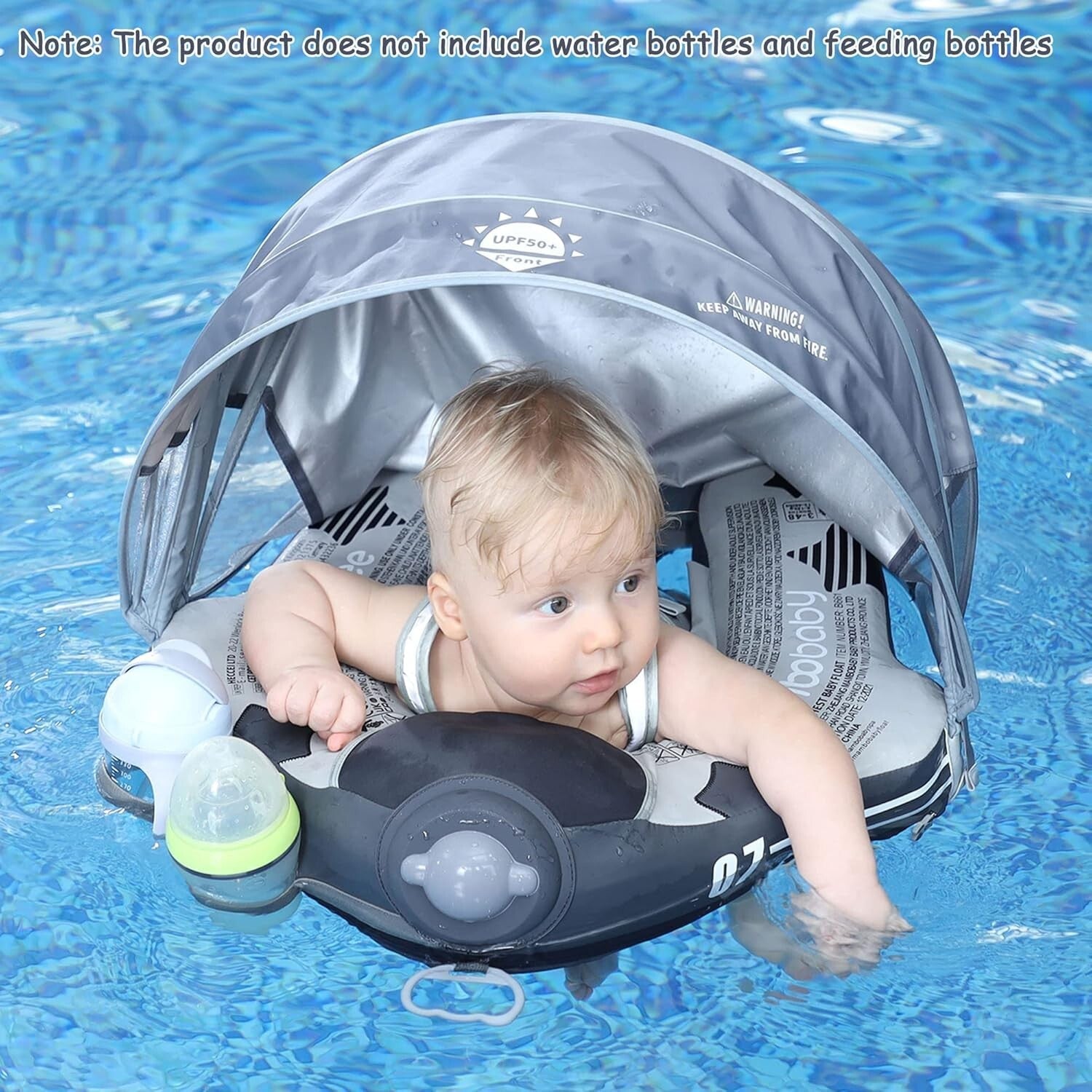 Adjustable Baby Swim Float with UPF Canopy - Perfect for Infants 3-48 Months
