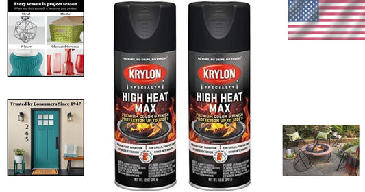 Max Protection Gloss Black Spray Paint - 12oz Cans, Heat & Rust Resistant