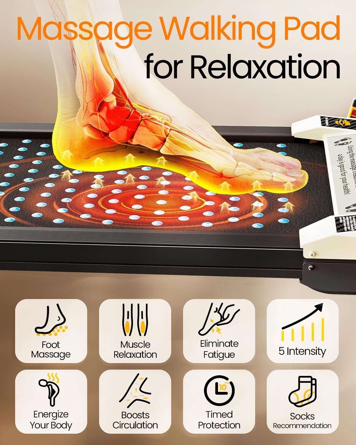 Quiet 2.5HP Multi-Function Treadmill with Incline & Foot Massage for All Users