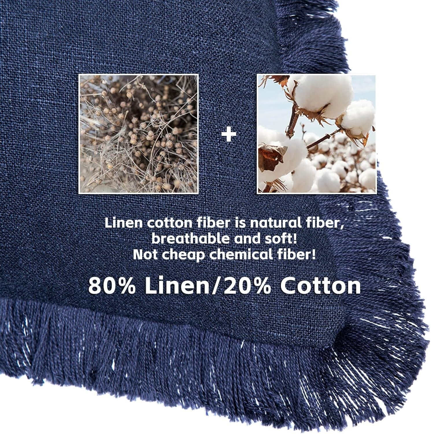 Cozy Linen Tassel Throw Pillowcases - Pack of 2, Machine Washable, 20x20-Inch