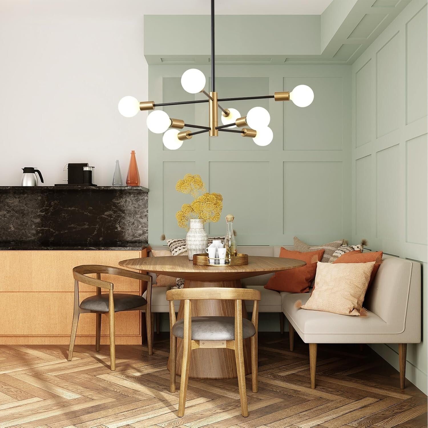 Stunning Mid-Century 8-Light Sputnik Chandelier - Easy Install & UL Certified