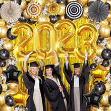 Load image into Gallery viewer, Reusable 2023 Graduation Balloon Arch Kit - Gold &amp; Black Decorations Pack of 115