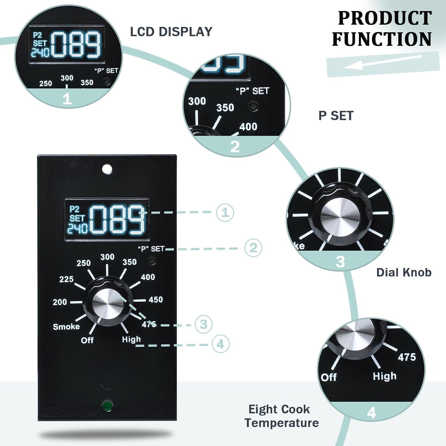 Digital Thermostat Control Board for Pit Boss Grill - Eight Temperature Settings