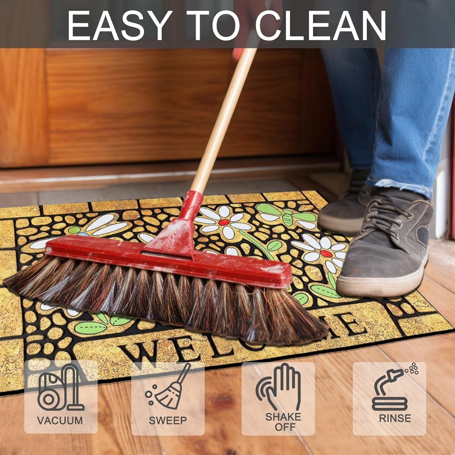 Outdoor Welcome Mat with Dragonfly Design - 24 x 36 Heavy Duty Non-Slip Doormat