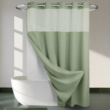 Load image into Gallery viewer, Water-Repellent Sage Green Shower Curtain – Effortless Hook-Free Installation