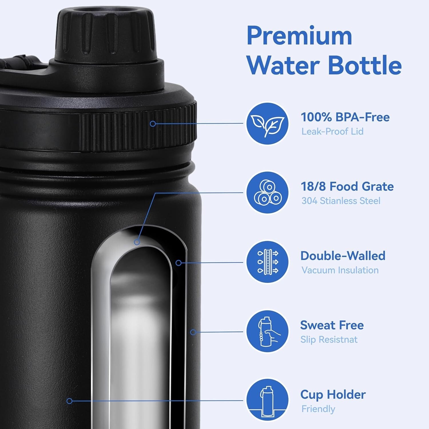 16oz Leakproof Kids Water Bottle - Insulated Stainless Steel for Active Kids