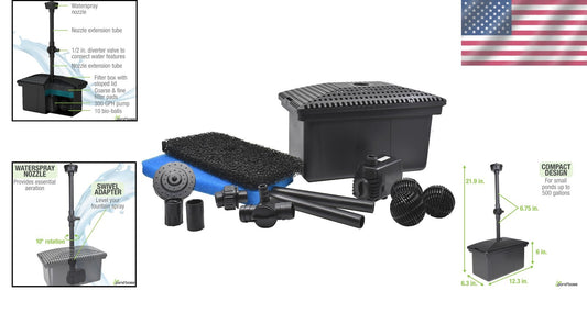 Efficient Medium Filter Pump Kit with Aeration Nozzle - Perfect for Ponds