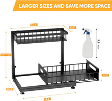Load image into Gallery viewer, Premium Metal Pull-Out Under Sink Organizers - Height Adjustable, Black Finish