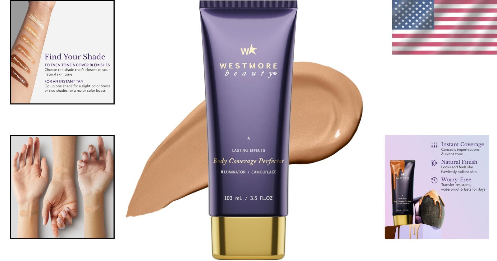 Waterproof Body Coverage Perfector - 3.5oz Tattoo Cover-Up & Flawless Skin