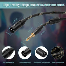 Load image into Gallery viewer, Premium 25ft XLR Male to 1/4 Inch TRS Cable - 2-Pack with Gold-Plated Connectors