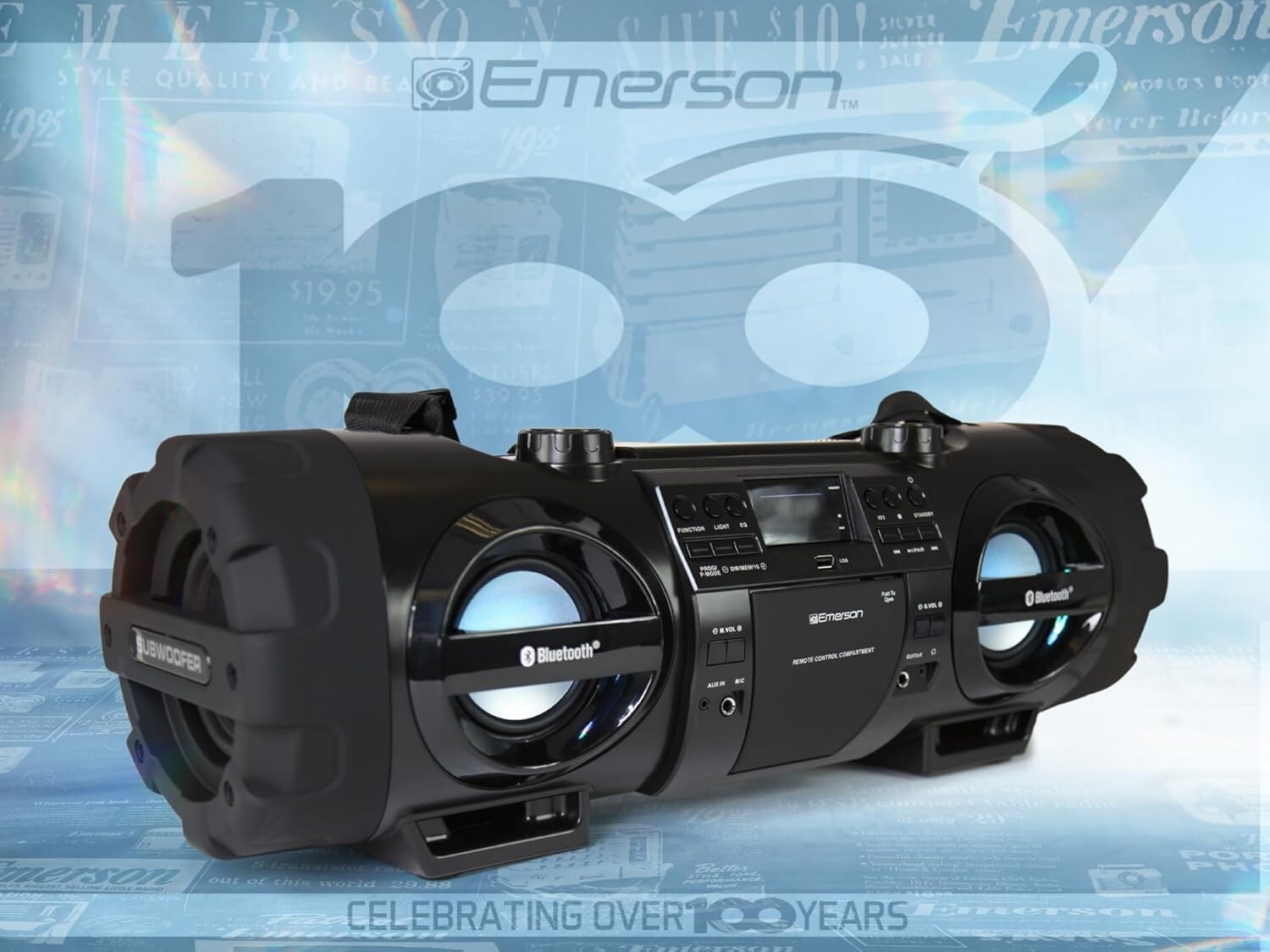 Versatile Portable Bluetooth Stereo System with CD Player and Dual Subwoofers