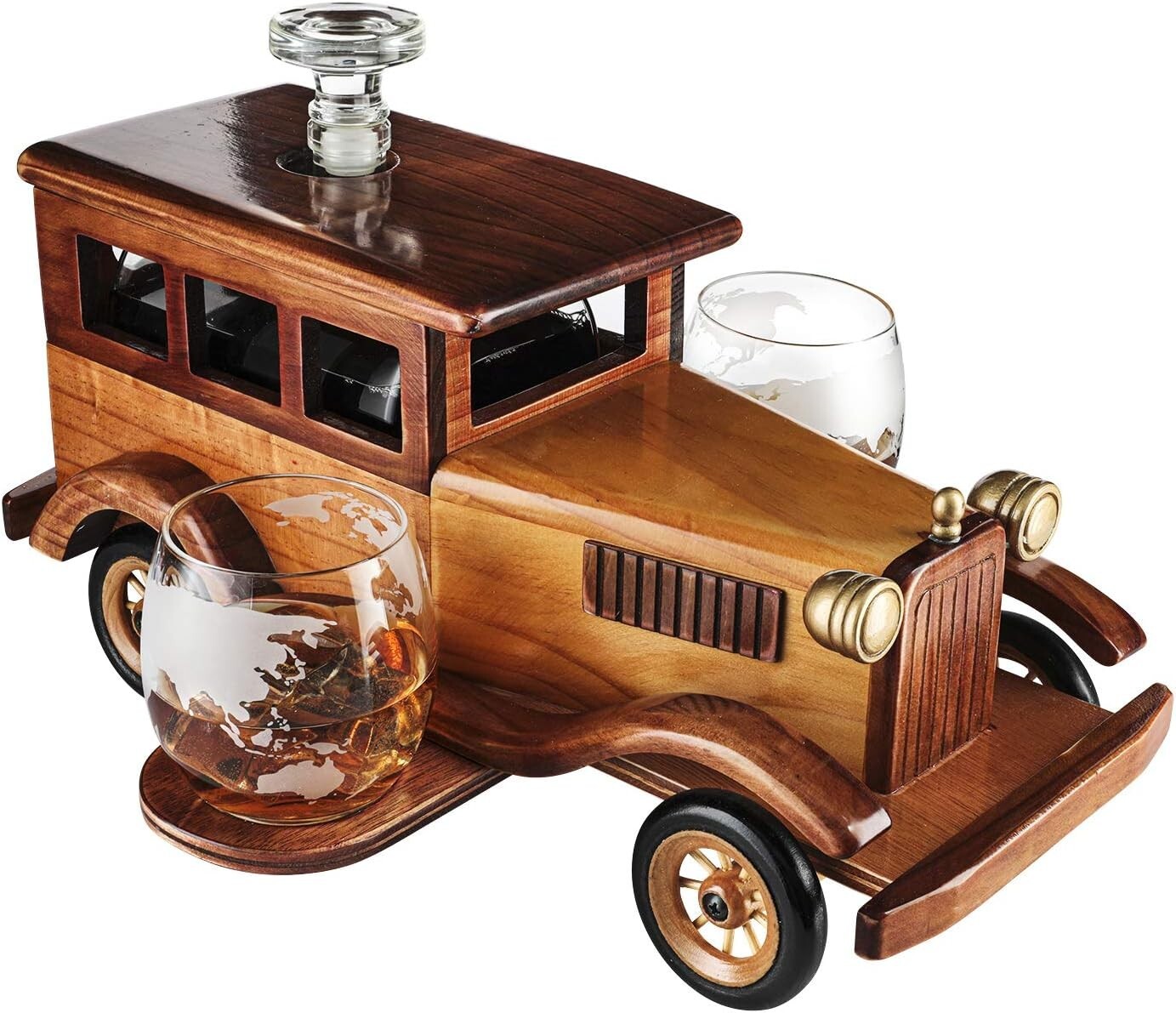 Large Car-Themed Whiskey Decanter Set with Metal Spigot - Perfect for Collectors
