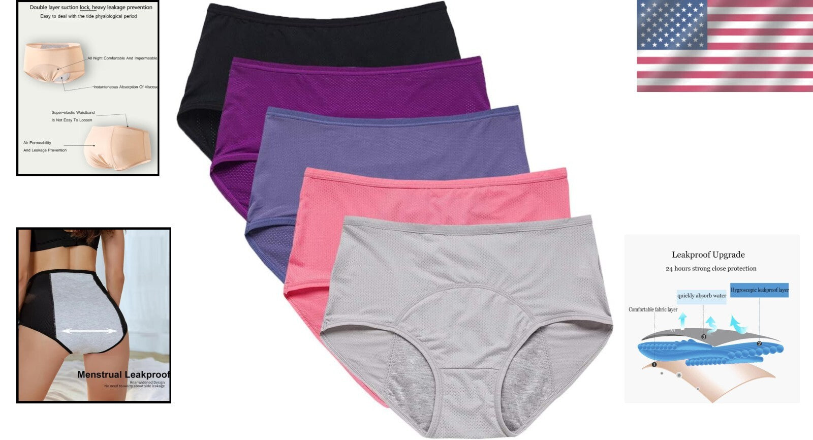 Breathable Leakproof Period Panties Multi-Pack XXS-5XL for Ultimate Comfort