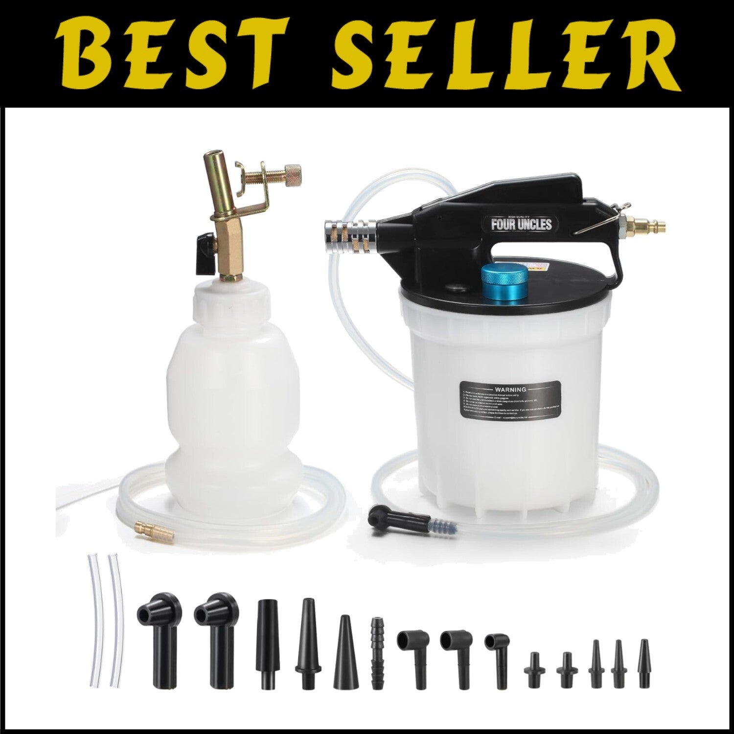 Efficient 2L Vacuum Brake Bleeder Kit with Built-in Silencer and Adapters