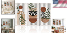 Load image into Gallery viewer, Mid Century Modern Hollow Wooden Wall Art Set - Sun, Moon, Plant Decor (32"x16")