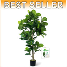 Load image into Gallery viewer, 6ft Faux Fiddle Leaf Fig Tree - Lifelike Silk Plant for Indoor/Outdoor Decor