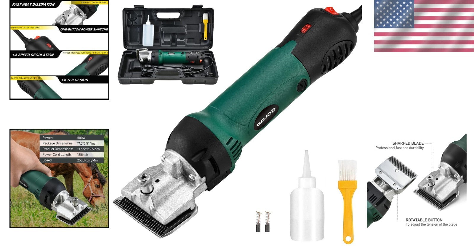 Versatile Livestock Clippers with Variable Speed - Perfect for Professional Care