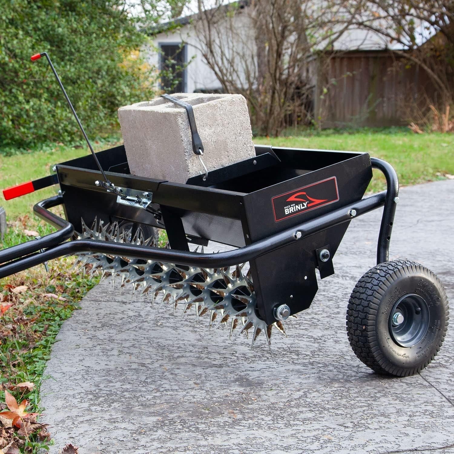 All-Steel 40-Inch Tow Behind Lawn Aerator Spreader with Universal Hitch & Weight