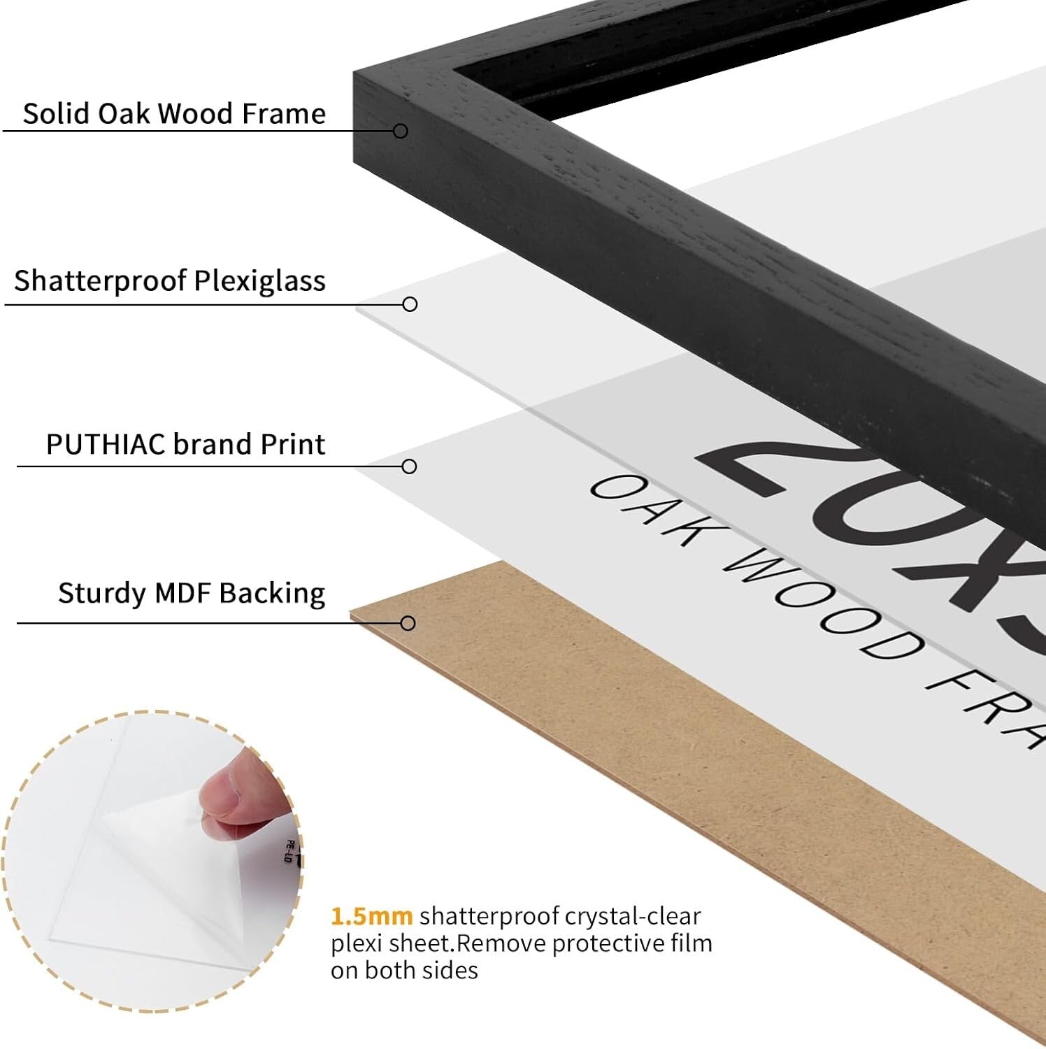 Gallery-Style 20x30 Black Oak Frame Set - Versatile Display for All Occasions