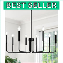 Load image into Gallery viewer, Elegant 8-Light Black Chandelier - Ideal for Foyer, Entryway, and Dining Areas