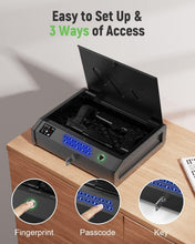 Load image into Gallery viewer, Biometric Gun Safe with LCD Display for Quick Access – Compact Handgun Security