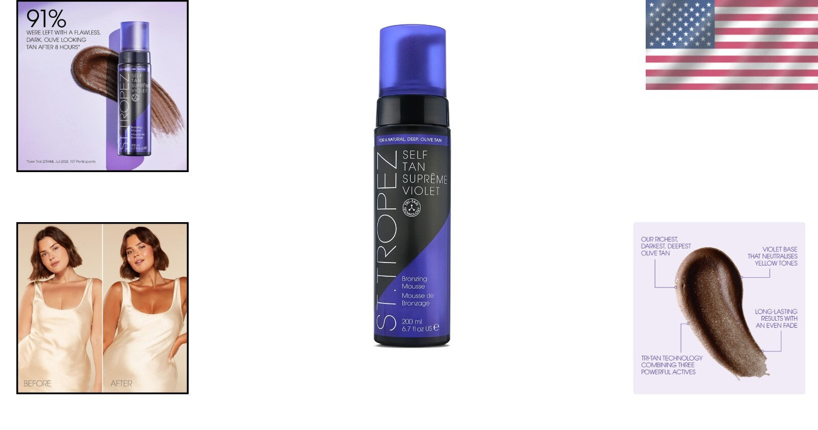 All-Skin-Type Self-Tanning Mousse with Rich Violet Undertone - Stunning Finish