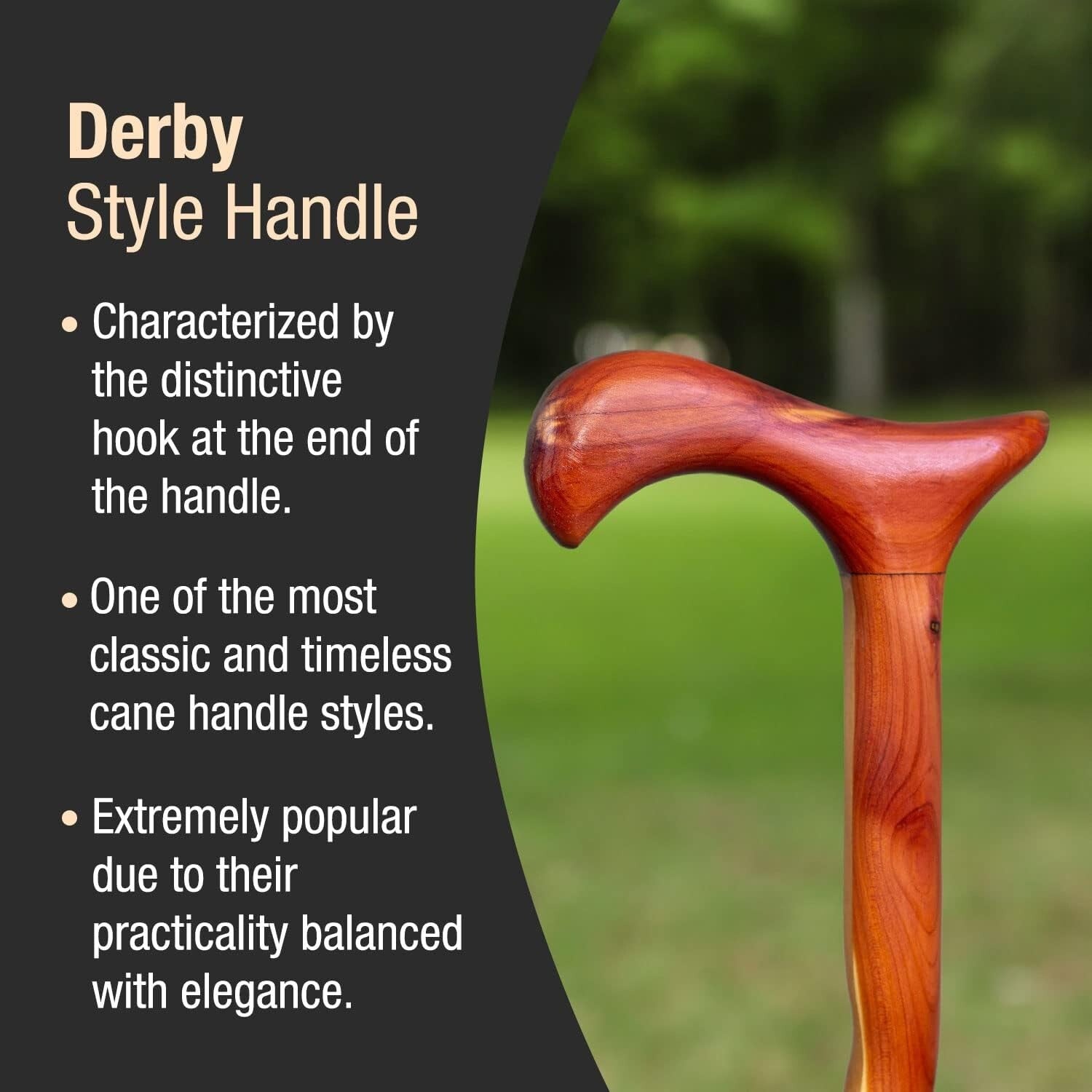 Derby Style Handcrafted Cedar Cane, 34-Inch - Lightweight & Stylish Mobility Aid