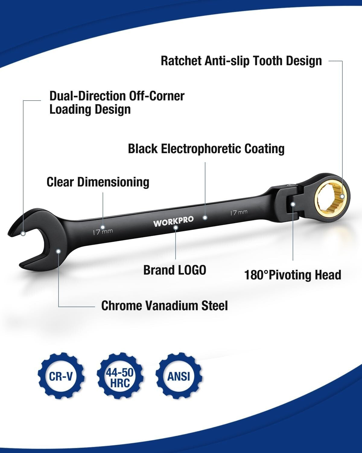Durable 8-Piece Metric Ratcheting Wrench Set with 72 Teeth & Rolling Pouch