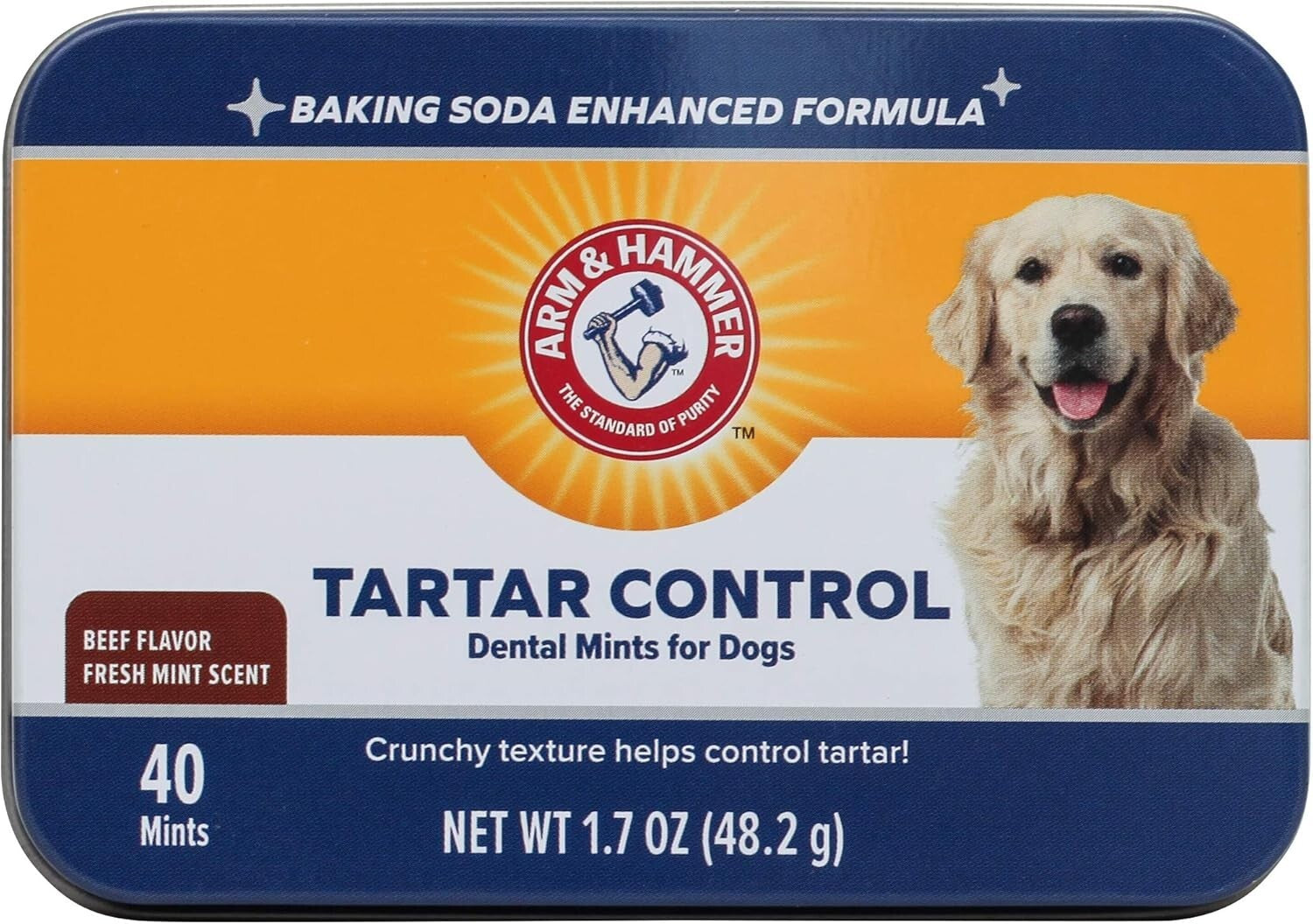 Beef Flavor Dog Dental Mints - Tartar Control Chews for Fresh Breath (60 Pack)