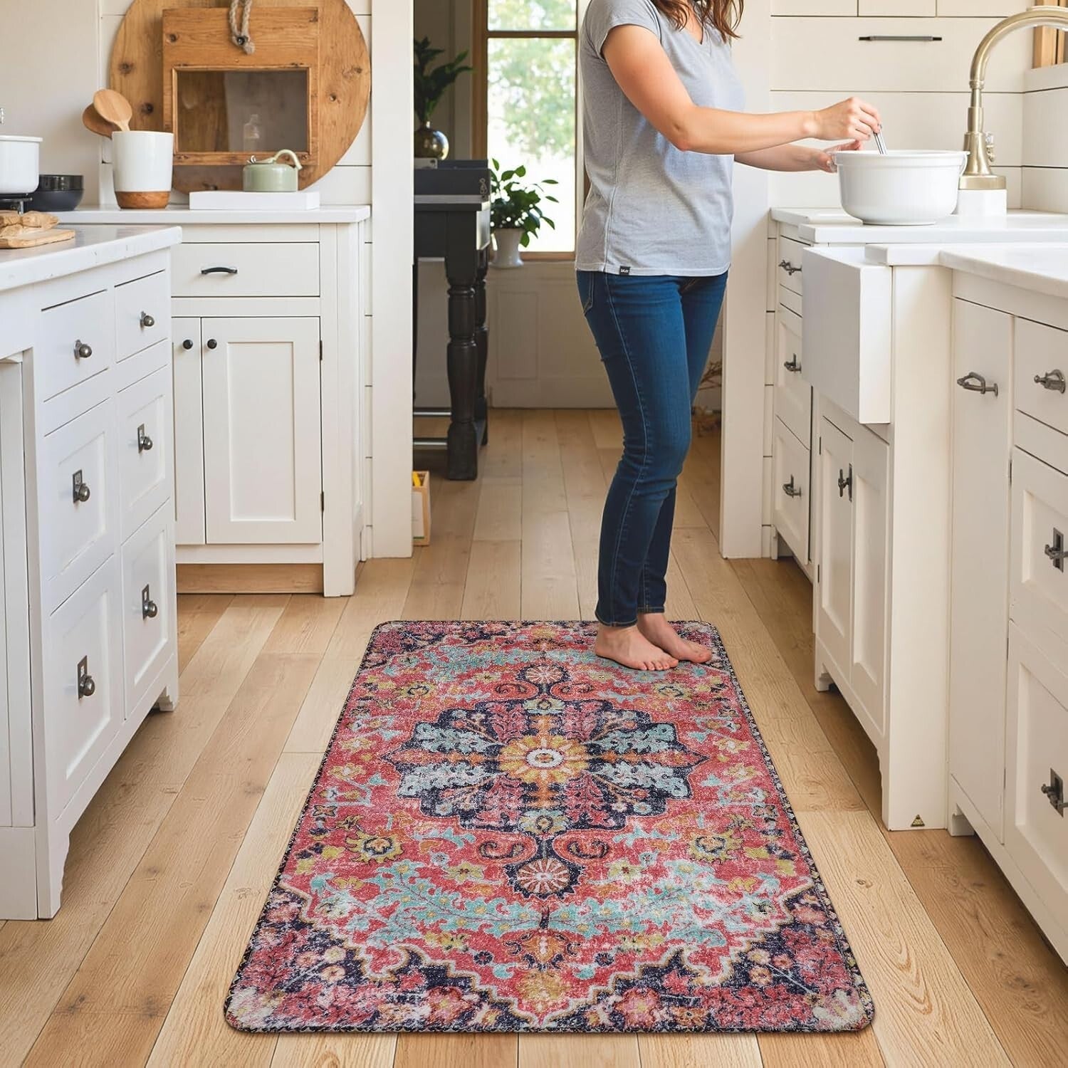 Stylish 3'x5' Fuchsia Non-Slip Rug - Ideal for Entrances & High Traffic Areas