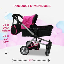 Load image into Gallery viewer, Lightweight Doll Stroller with Foldable Bassinet &amp; Swivel Wheels for Easy Travel