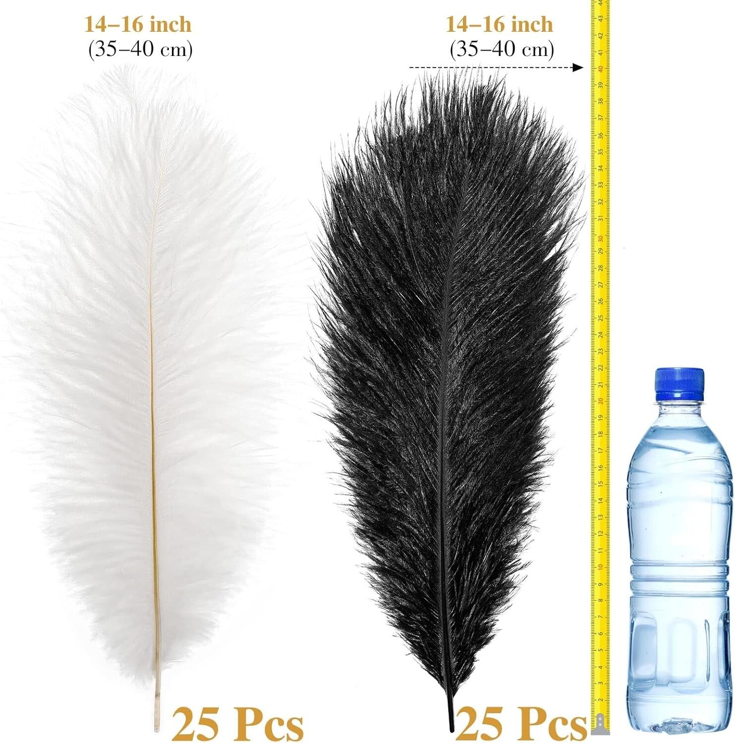 Natural Ostrich Feathers Bulk - 50 Pcs 14-16 Inch for Stunning Wedding Decor