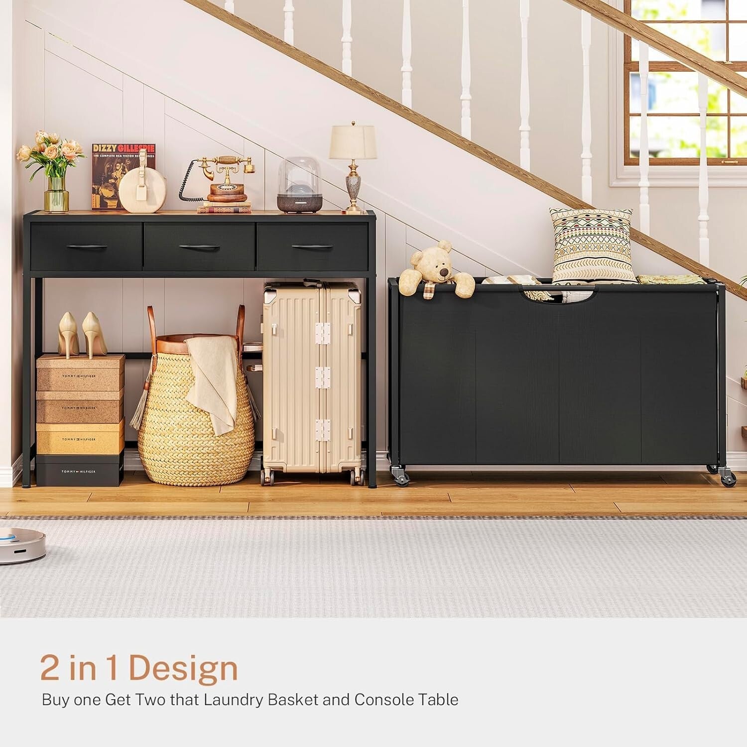 Multi-Functional 300L Laundry Basket with Rolling Design & Sturdy Tabletop