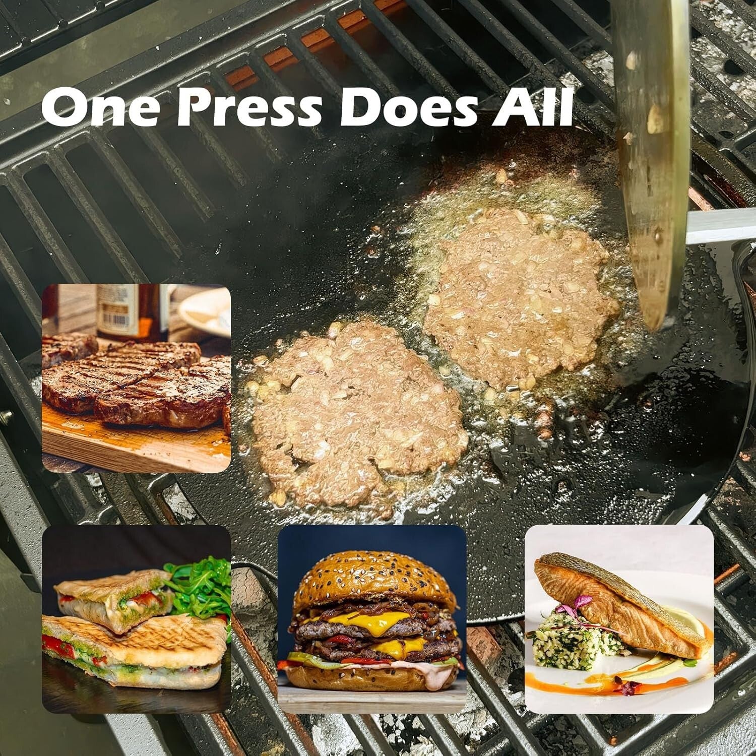 9-Inch Grill Press: Searing Panini, Steak & Chicken with Ease - Safety Handle