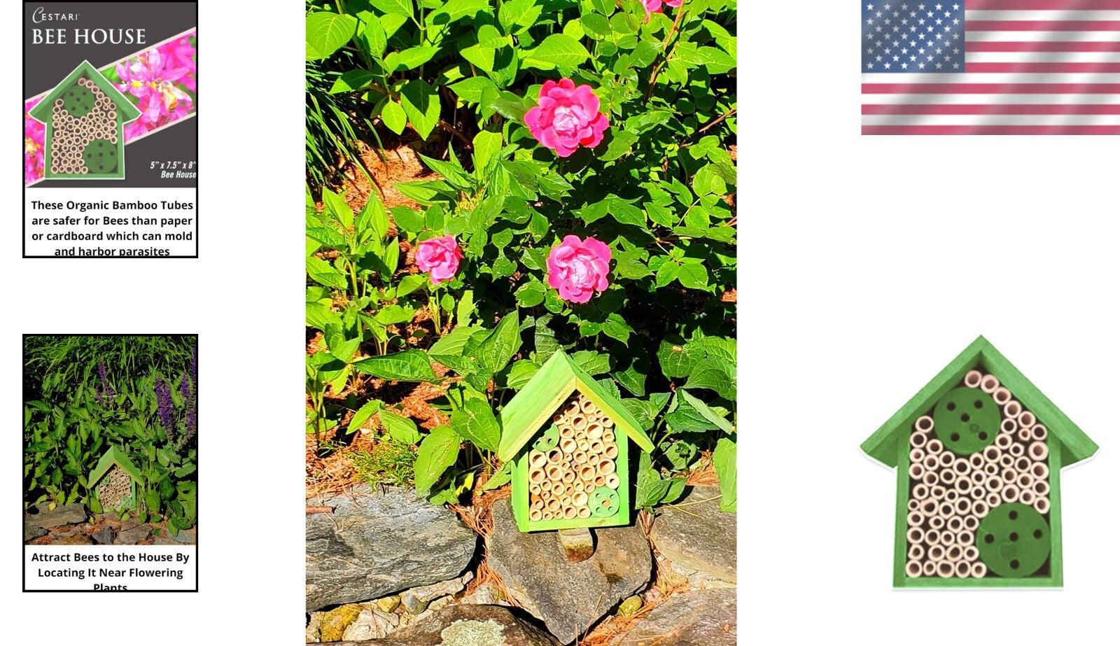 Eco-Friendly Mason Bee House with Bamboo Tubes - Attract Gentle Pollinators