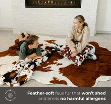 Load image into Gallery viewer, Brown and White Faux Cow Print Area Rug - 6.2ft x 8.2ft for Modern Homes