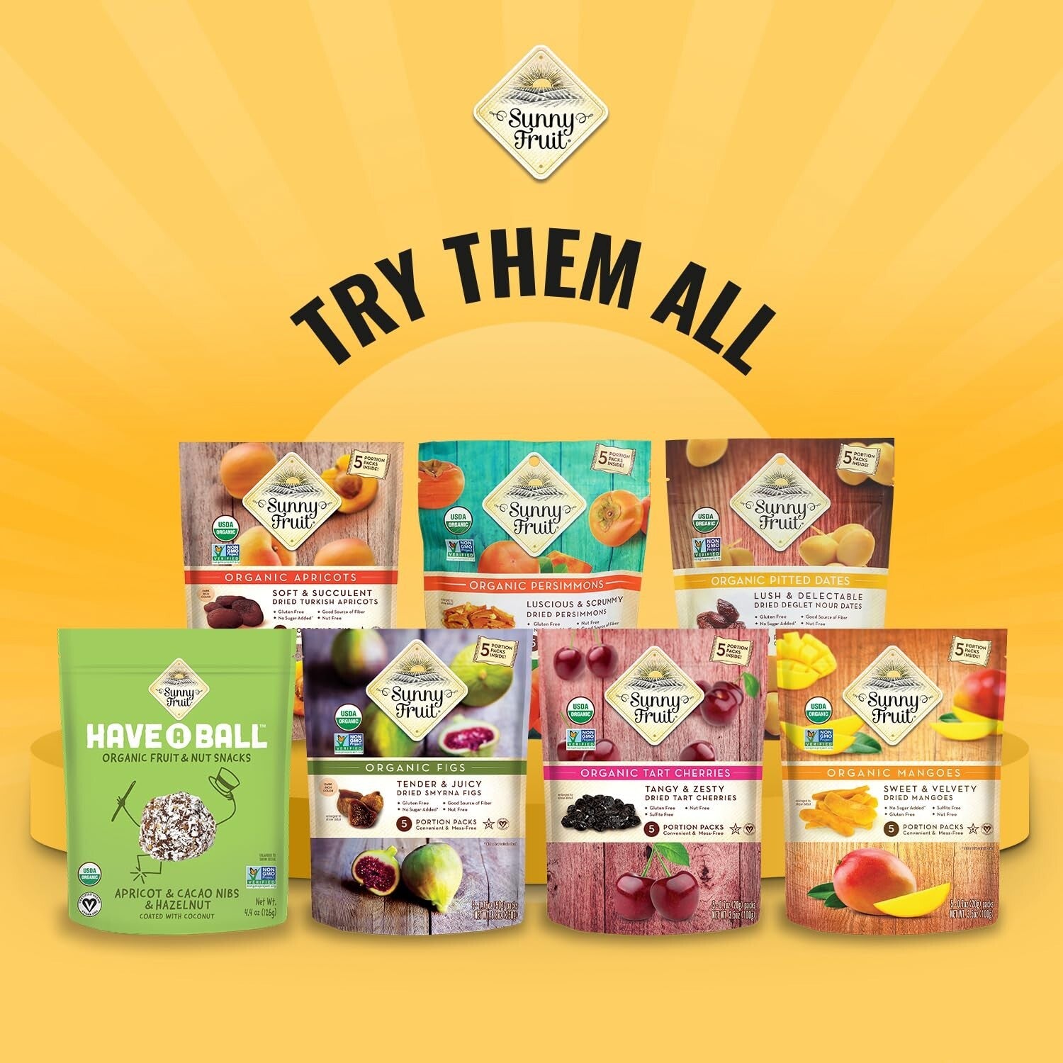 Delicious Sun-Dried Organic Figs with Chicory Fiber - 5 Convenient Snack Packs