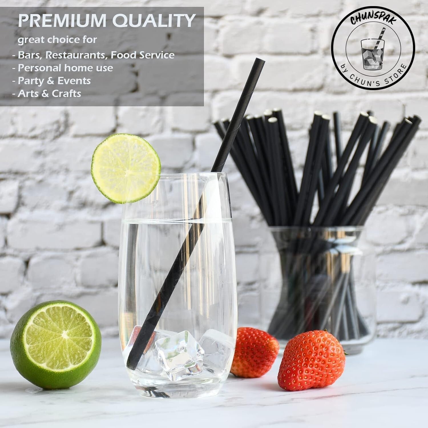 Bulk Black Paper Drinking Straws – 1000 Individually Wrapped Eco-Friendly Straws