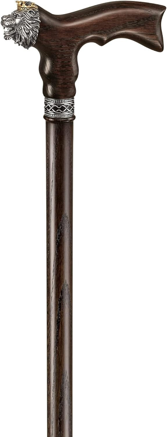 Fashionable 36" Lion Walking Cane for Men & Women - Handcrafted Oak Four Styles