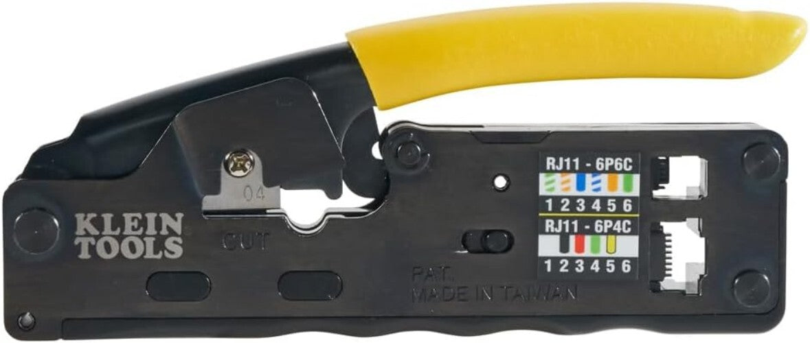 Klein Tools Compact Data Cable Crimper with Easy Grip Handle - Rugged Design