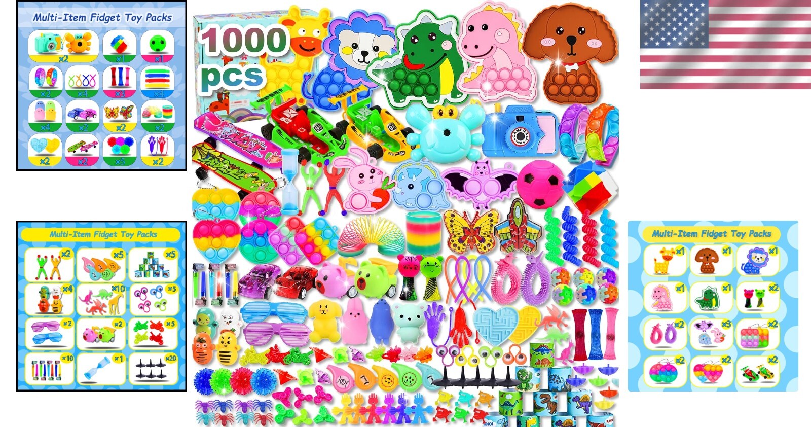 1000 Pcs Fidget Toys Bulk - Exciting Classroom Prizes & Goodie Bag Stuffers