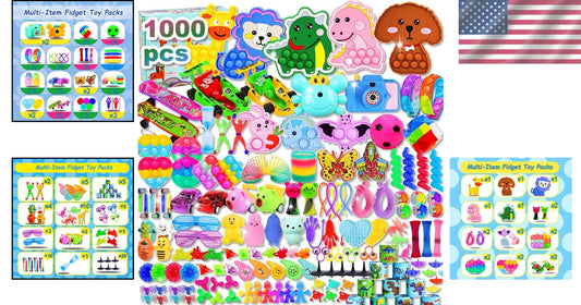 1000 Pcs Fidget Toys Bulk - Exciting Classroom Prizes & Goodie Bag Stuffers