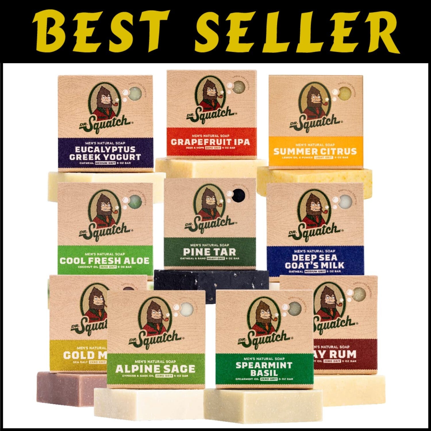 Natural Men's Bar Soap Gift Set - Cold Process, 10-Pack Variety for Clean Skin