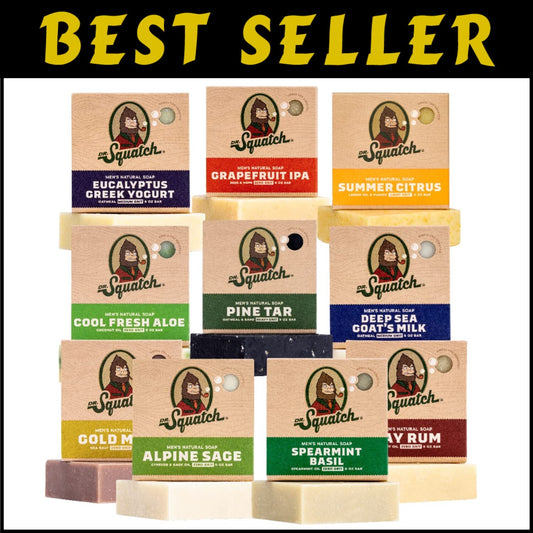 Natural Men's Bar Soap Gift Set - Cold Process, 10-Pack Variety for Clean Skin