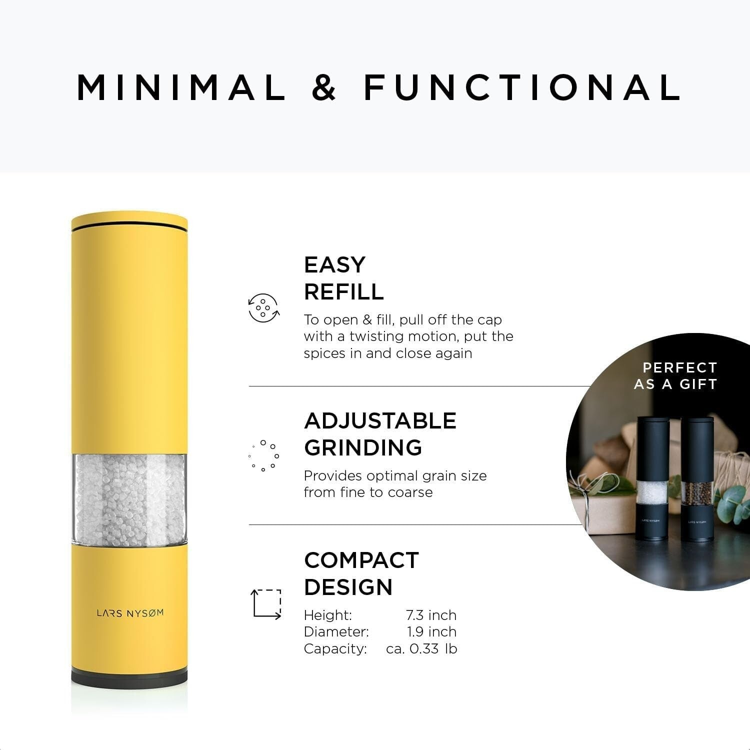 Compact Adjustable Spice Mill Set for Home & Restaurant Use - Manual Operation