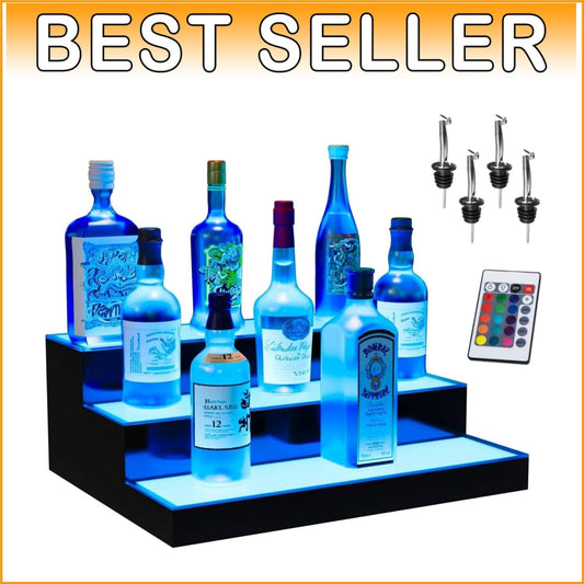 Acrylic LED Bottle Display Rack - Illuminated Home Bar Shelf with 16 Colors