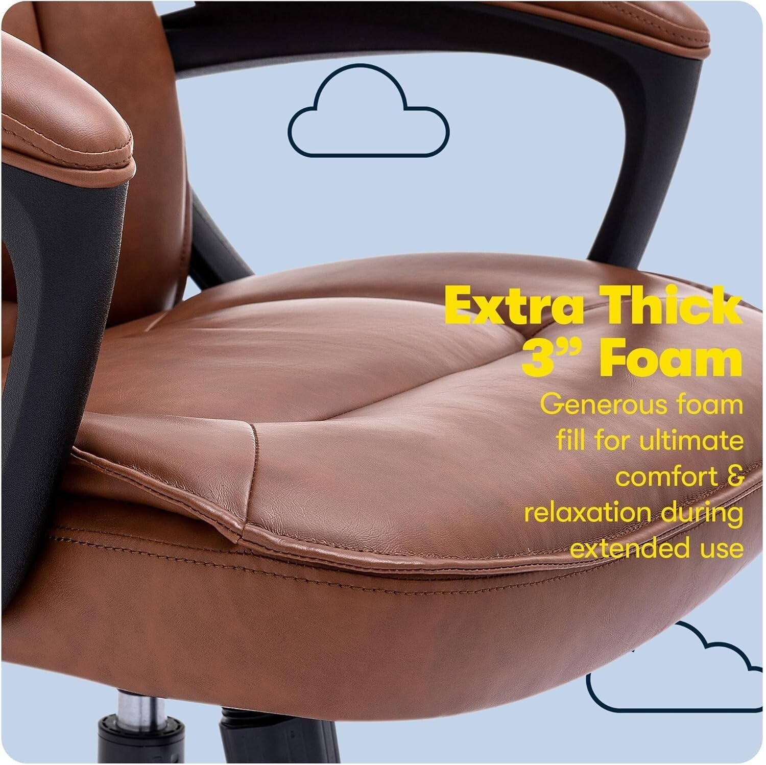 Cognac Bonded Leather Executive Desk Chair with Easy Assembly - 275 lbs Capacity