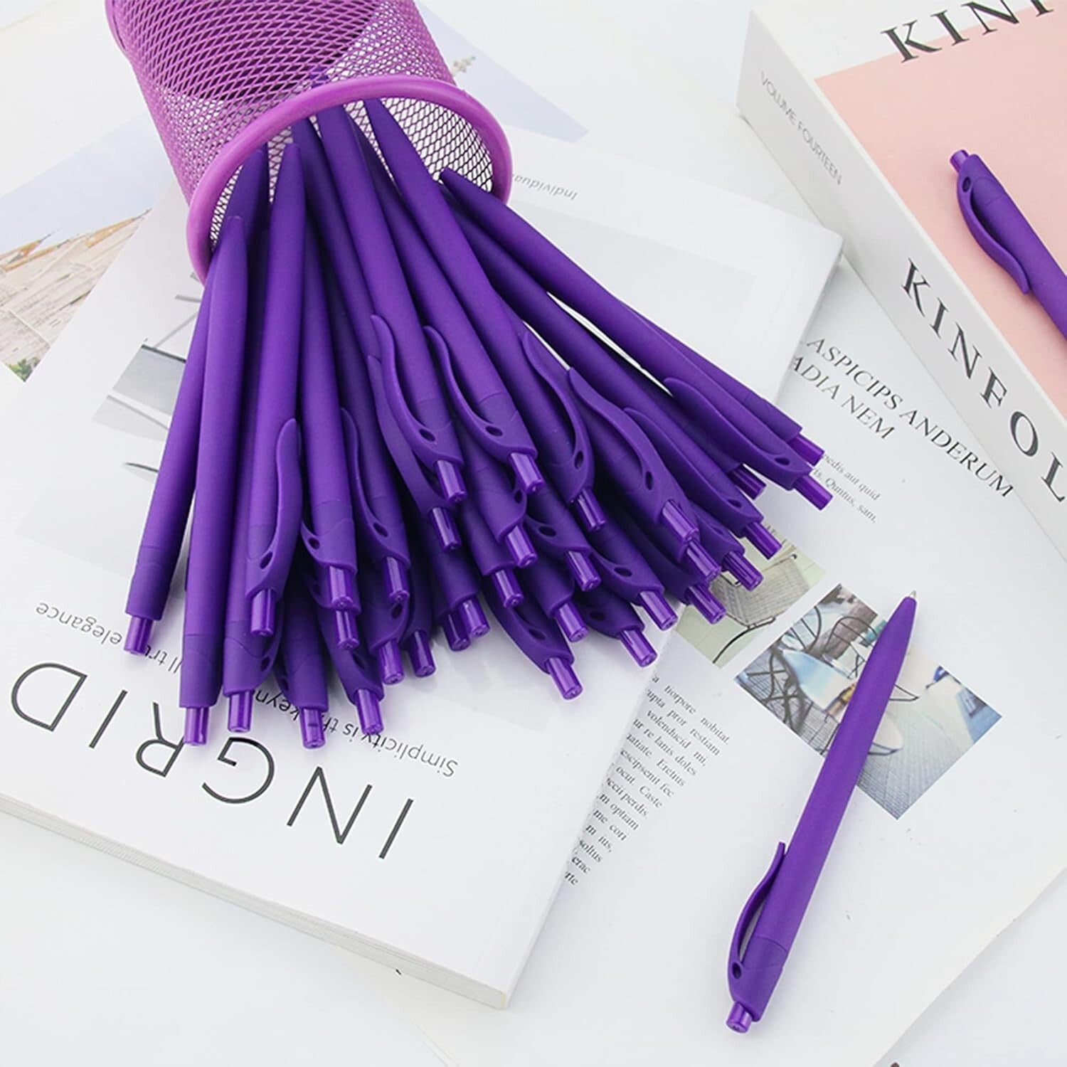 Bulk 200 Retractable Purple Barrel Pens - Medium Point, Smooth Writing Solutions