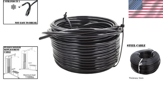 Durable Steel Wire Pulley Replacement Cable for All Gym Systems - Up to 1100 lbs